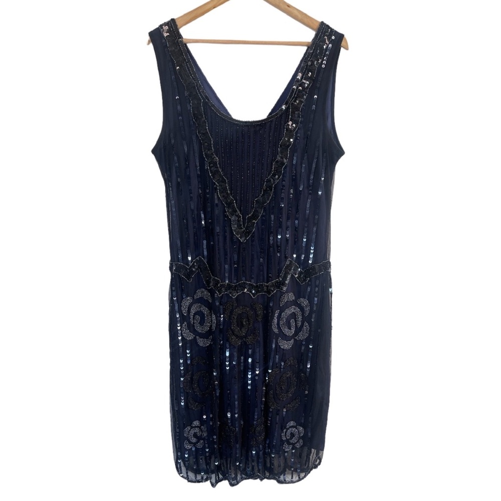 Gatsbylady London 20’s Inspired Art Deco Blue Dress